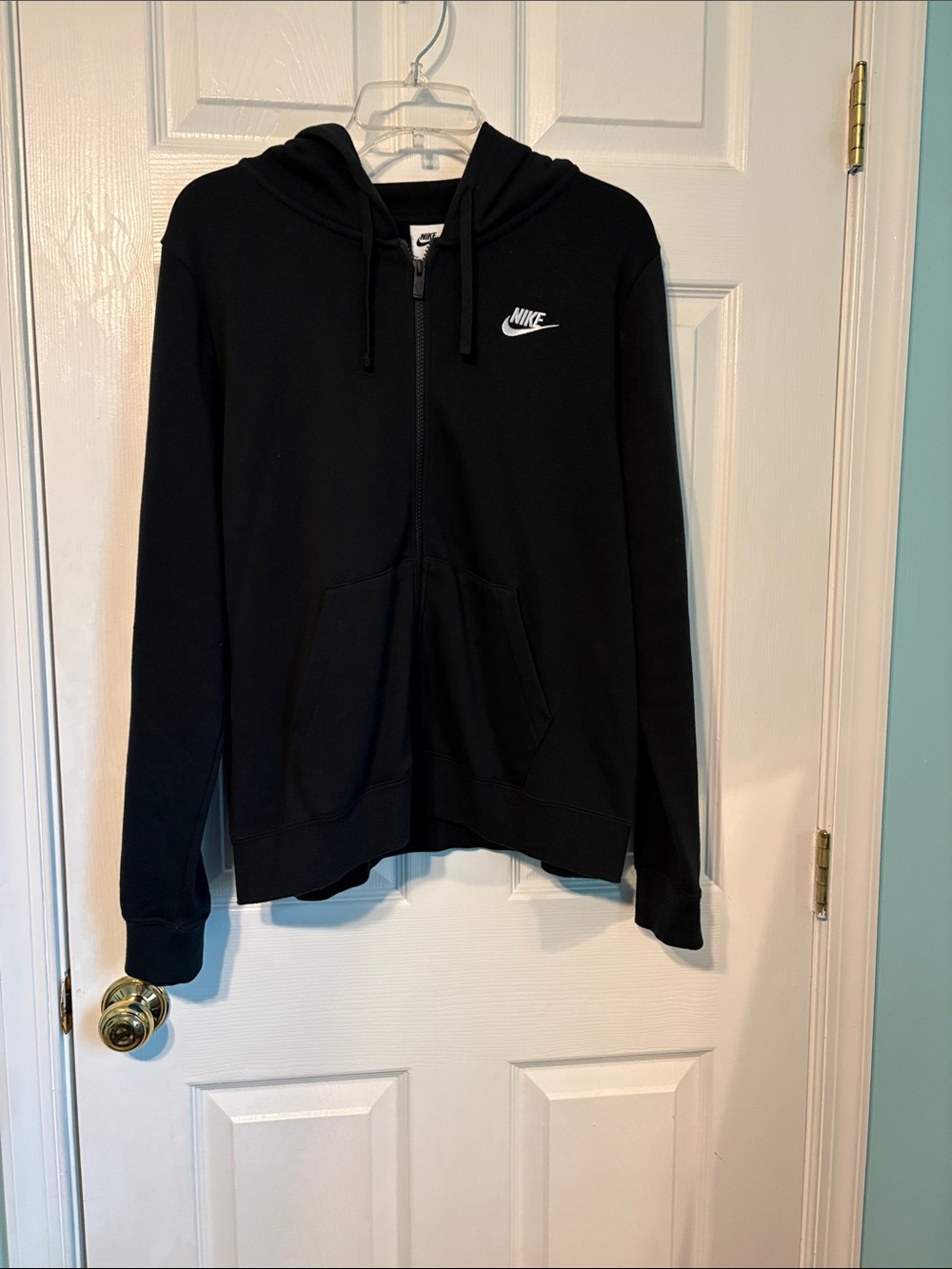 Nike Black Full-Zip Hoodie Jacket with White Swoosh